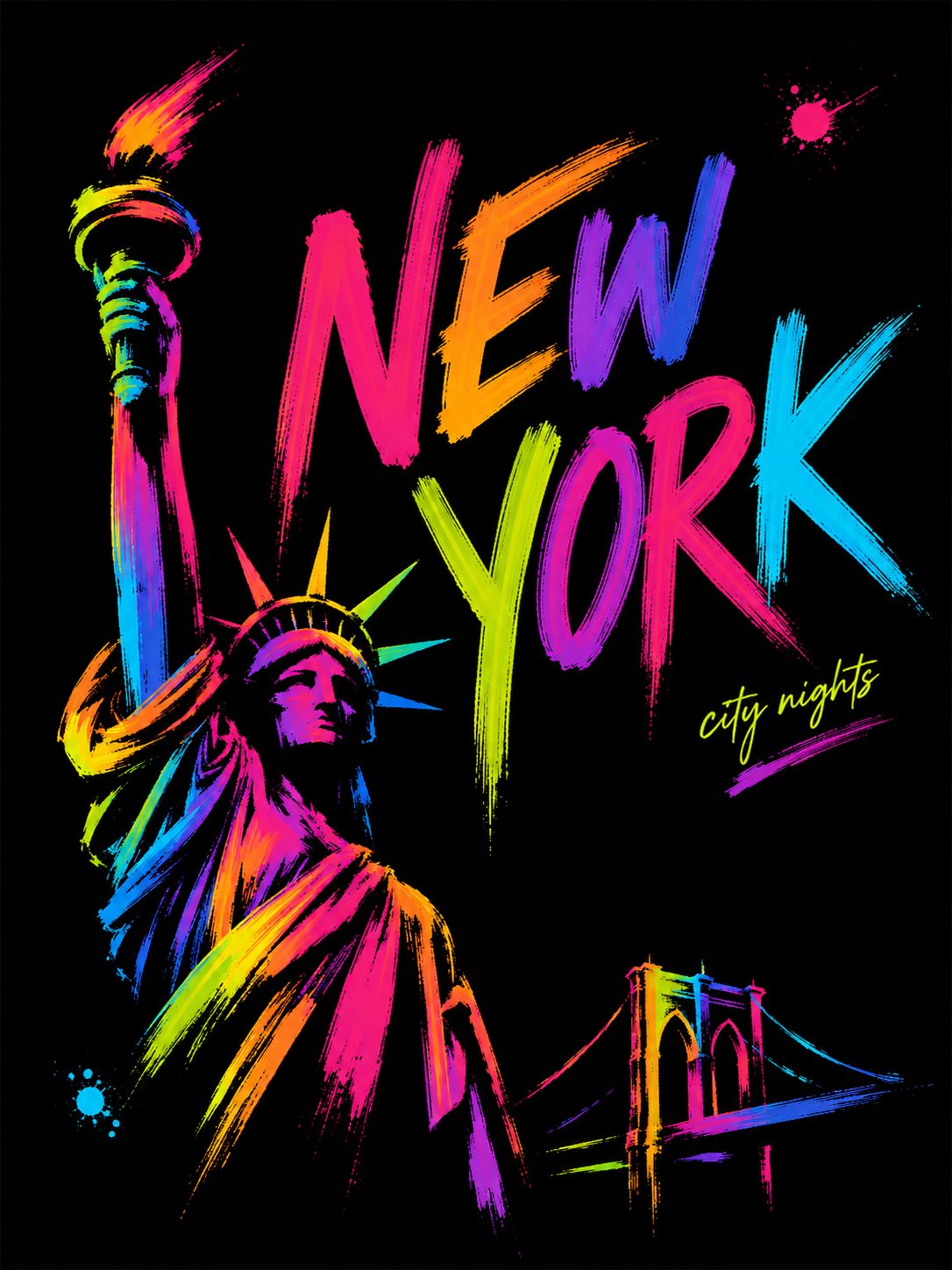 형광 붓터치 도시 포스터 — AI image prompt — GPT Image 2 — Typography, Poster, Minimalist - 3