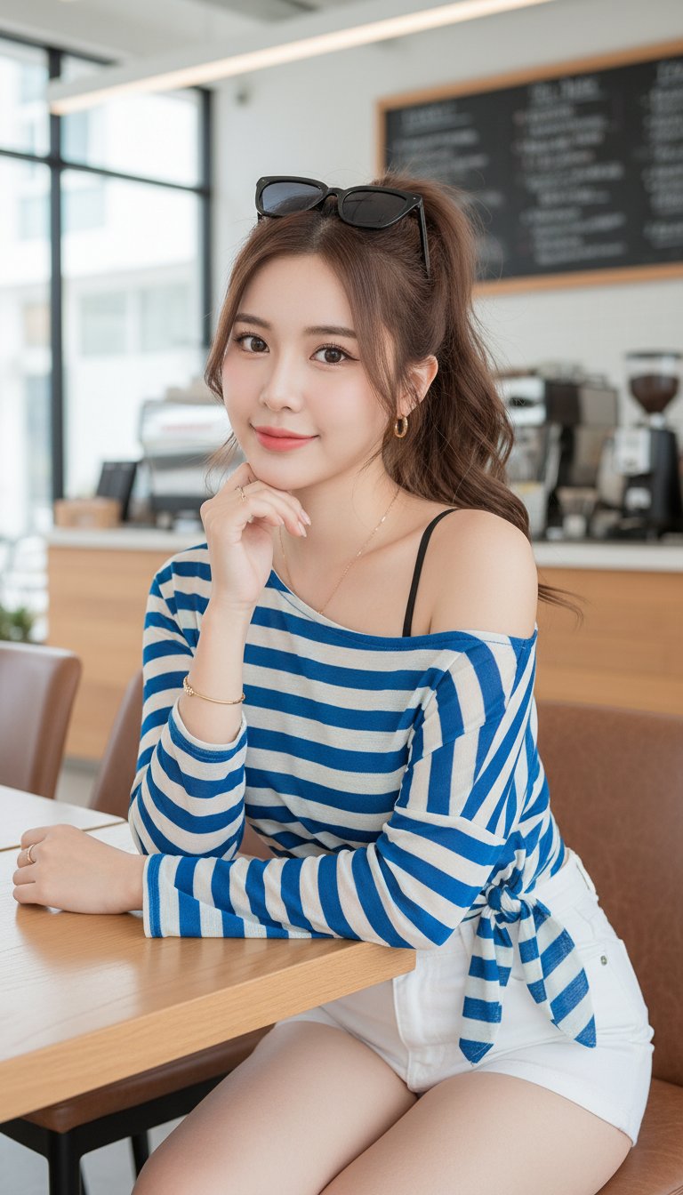 现代咖啡馆中的时尚女性 — AI image prompt — Nano Banana — Fashion, Realistic, Portrait - 4