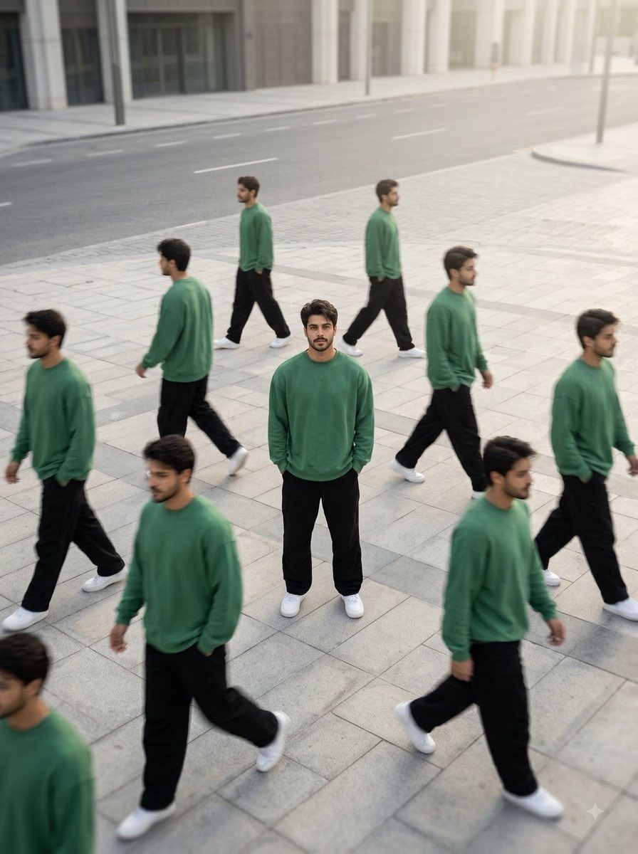 Surreal Clone Street Photography Scene — AI image prompt — Nano Banana — Surreal, Cinematic, Aerial - 2