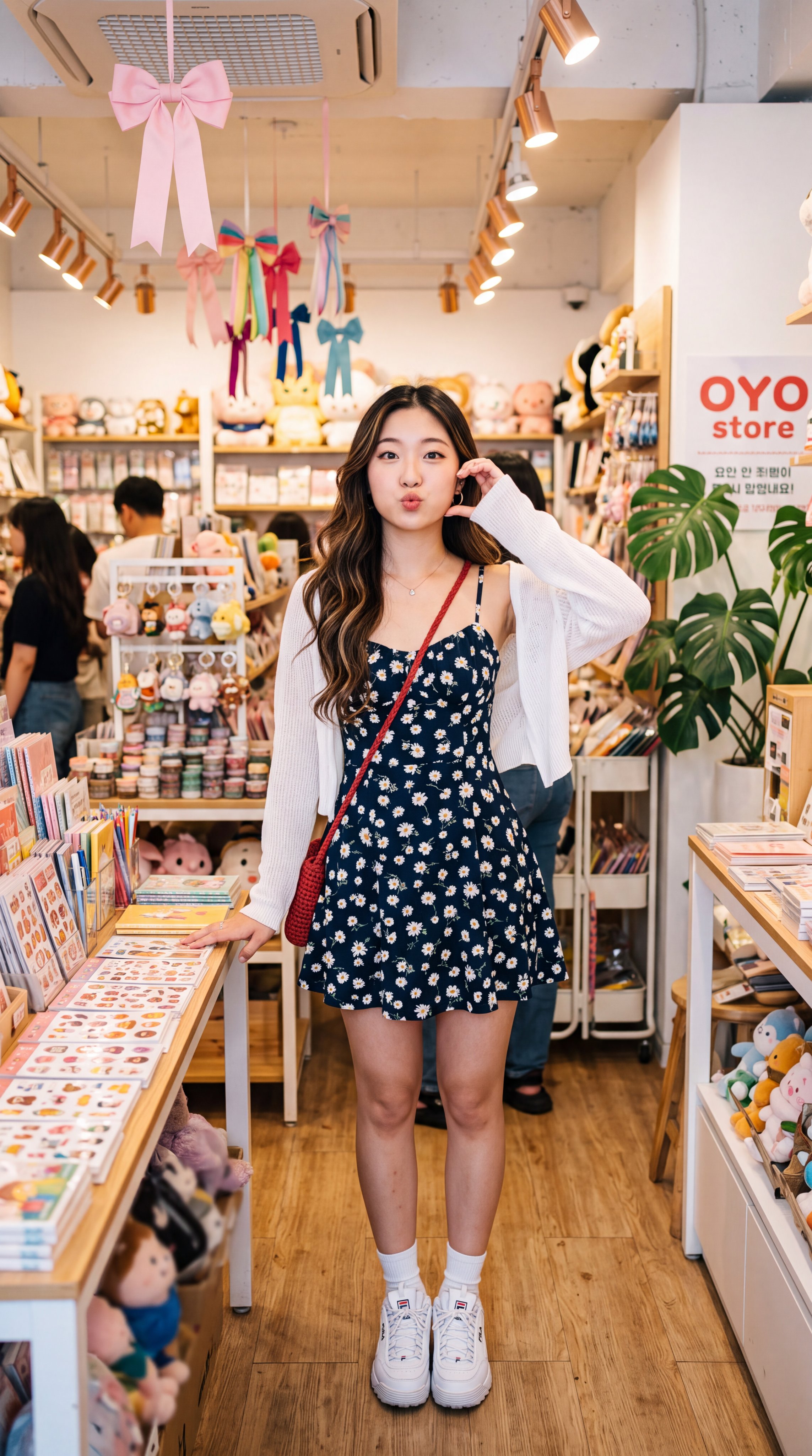 一张美丽的年轻东亚女性的照片级肖像，她拥有白皙如瓷的肌肤、精致的五官、大而深邃的杏仁形黑色眼眸，妆容淡雅，睫毛纤长，双唇柔嫩呈淡粉色，头部微微倾斜，温柔地望向镜头。她有一头浓密蓬松的黑色波浪长发，柔软 — AI image prompt — Nano Banana