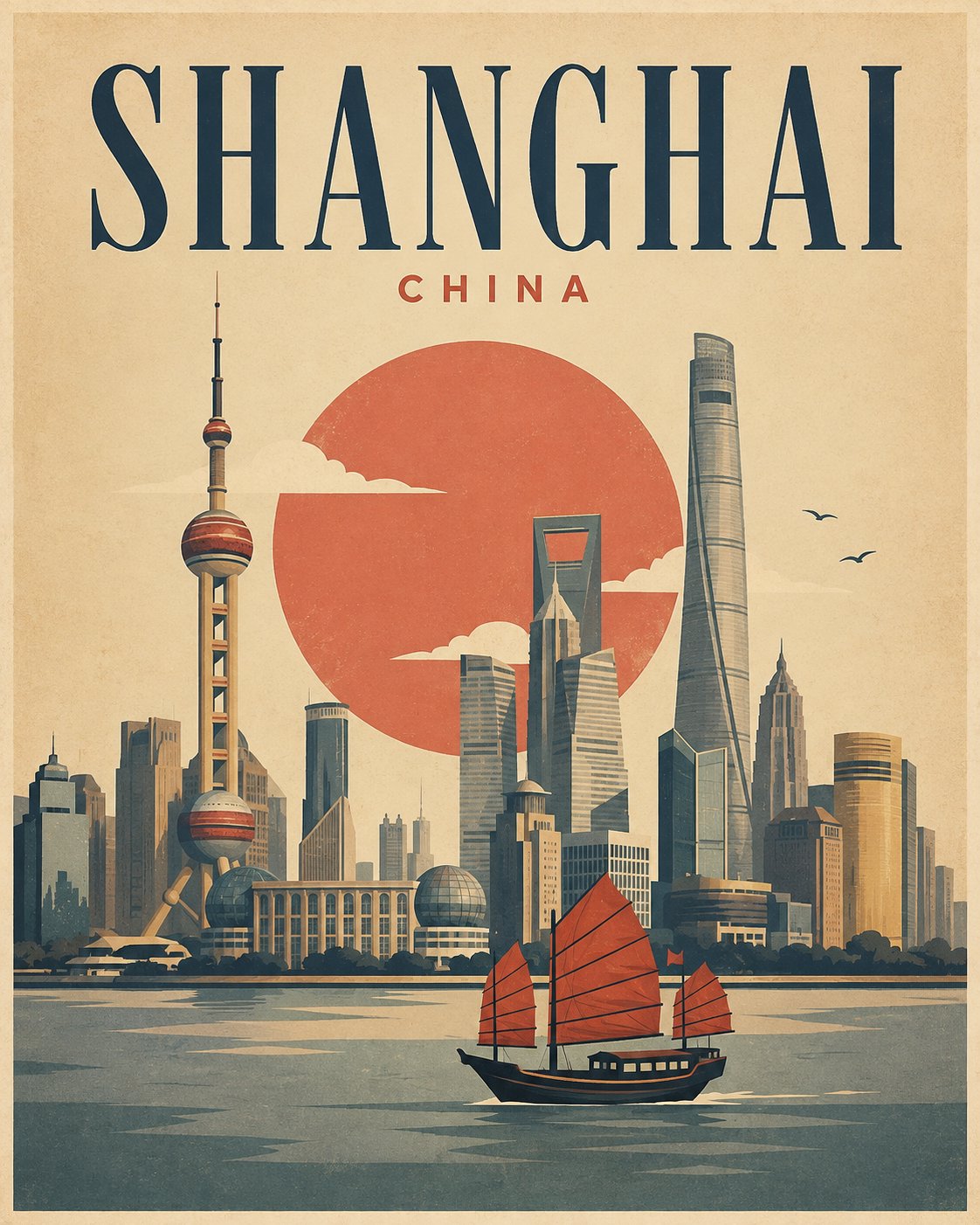 为[目的地/城市，国家]创作一款高级简约复古旅行海报，灵感源自经典中世纪旅行版画。

采用干净、精致的构图，使用4–6种颜色的有限配色，柔和复古色调，一种强烈强调色，细微做旧纸张颗粒感，以及精炼的丝网 — AI image prompt — GPT Image 2