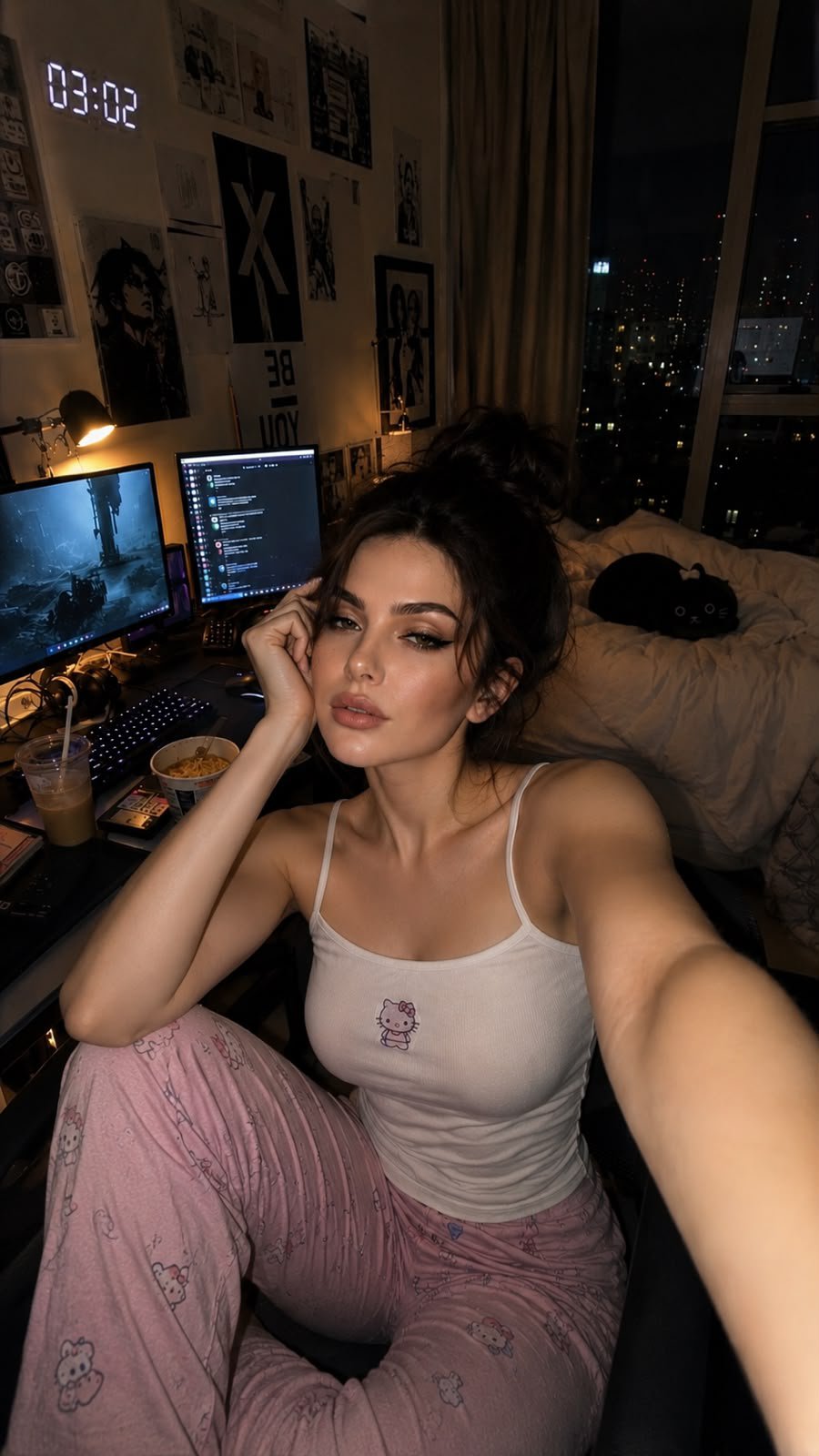 Cozy Late-Night Bedroom Selfie — AI image prompt — GPT Image 2 — Realistic, Character, Portrait - 2