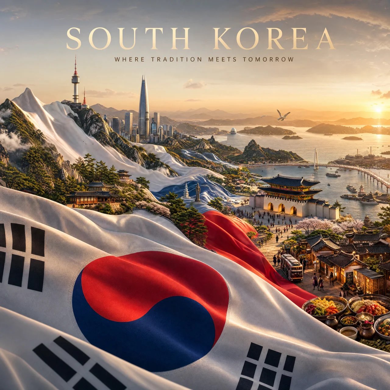 National Flag Transforms Into Country Landscape — AI image prompt — GPT Image 2 — Cinematic, Surreal - 2