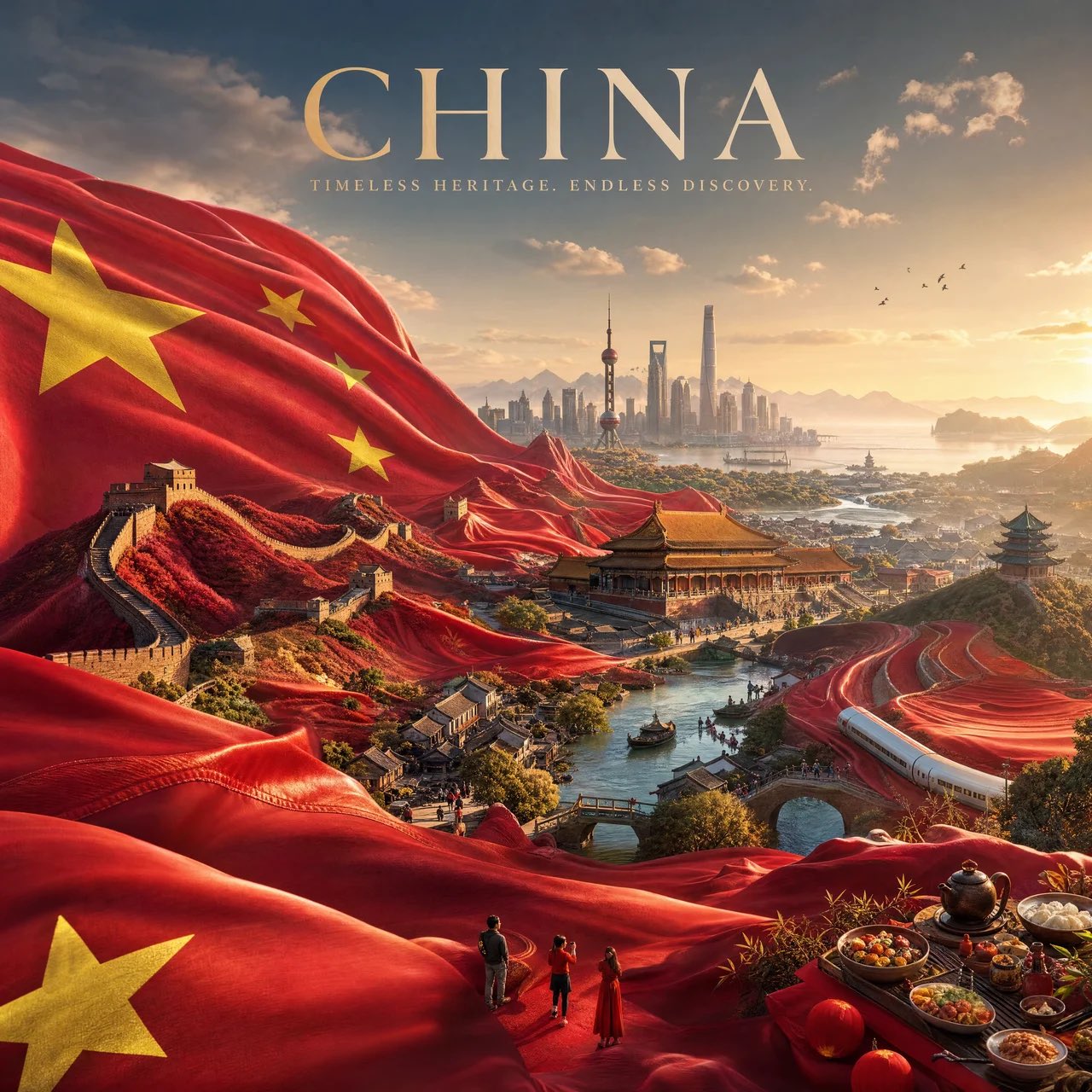 National Flag Transforms Into Country Landscape — AI image prompt — GPT Image 2 — Cinematic, Surreal - 3