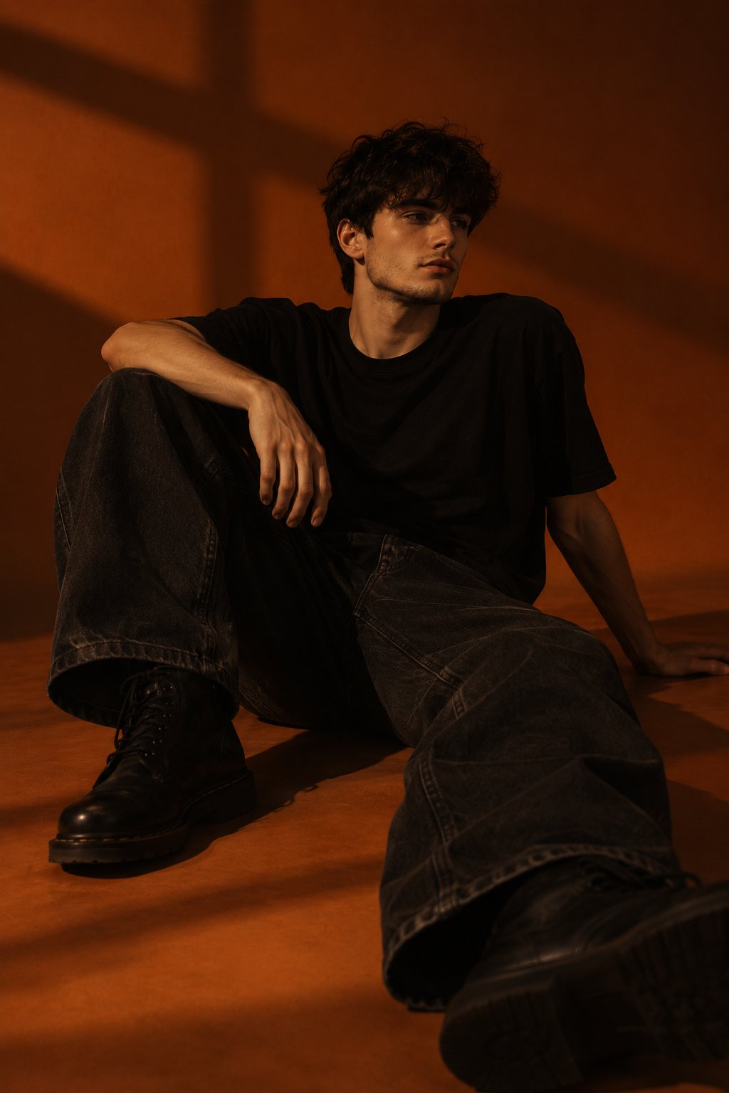 暗橙色影棚人像 — AI image prompt — GPT Image 2 — Portrait, Fashion, Dark - 2
