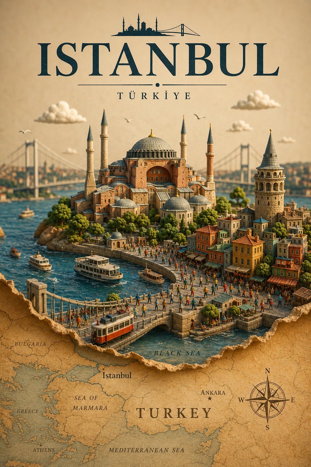Miniature Travel Poster Diorama — AI image prompt — GPT Image 2 — Poster, 3D Render - 3