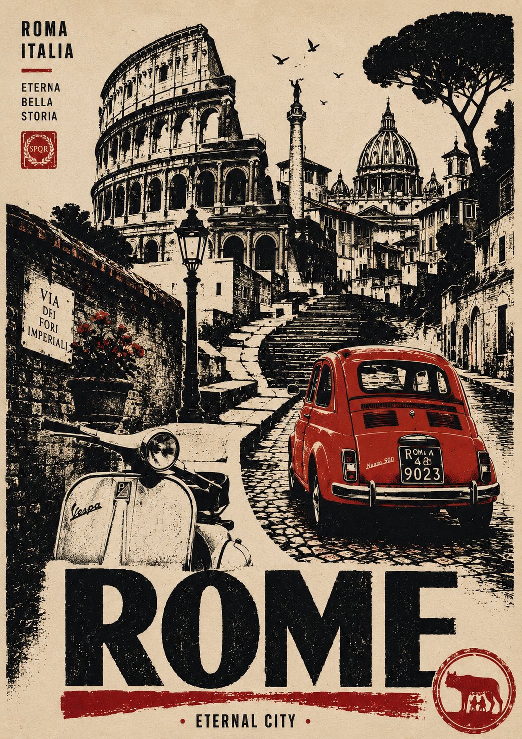 도시 빈티지 여행 포스터 — AI image prompt — GPT Image 2 — Vintage, Poster - 2