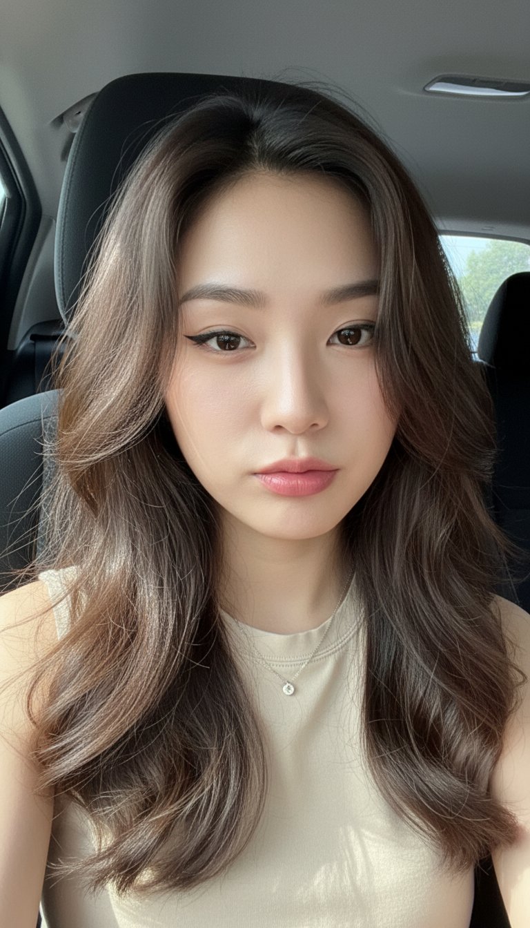 Car Selfie Portrait of Young Woman — AI image prompt — Nano Banana — Realistic, Portrait, Cinematic - 3