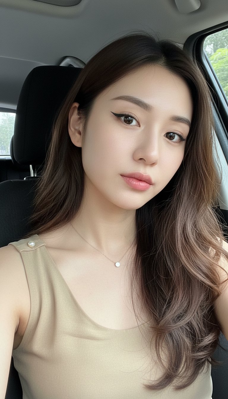Car Selfie Portrait of Young Woman — AI image prompt — Nano Banana — Realistic, Portrait, Cinematic - 4