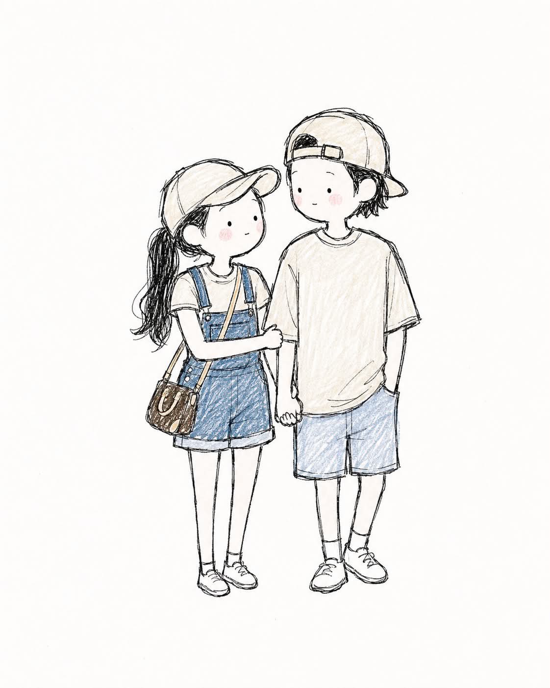 귀엽고 장난기 가득한 2D 손그림 동화책 스타일의 일러스트레이션 [주제/등장인물].

스타일: 부드러운 연필 및 색연필 스케치, 섬세하고 불완전한 검정 잉크 윤곽선, 가벼운 크로스 — AI image prompt — GPT Image 2