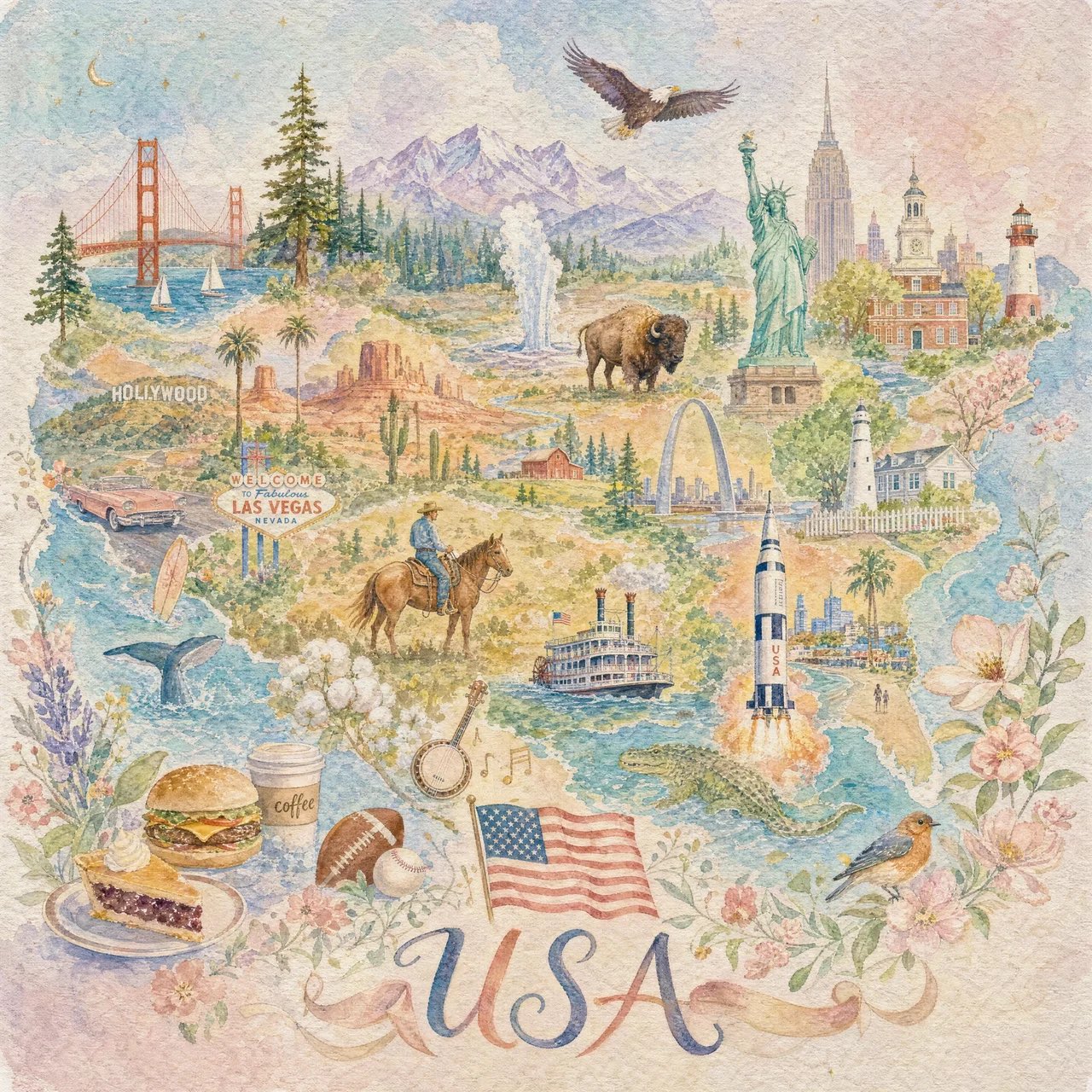 Pastel Miniature World Country Painting — AI image prompt — GPT Image 2 — Watercolor - 3