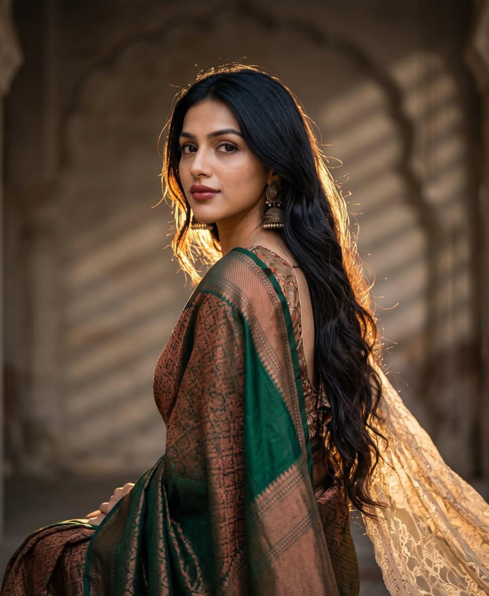 Ultra-realistic 8K cinematic editorial portrait of a graceful young Indian woman, captured in a seat — AI image prompt — GPT Image 2