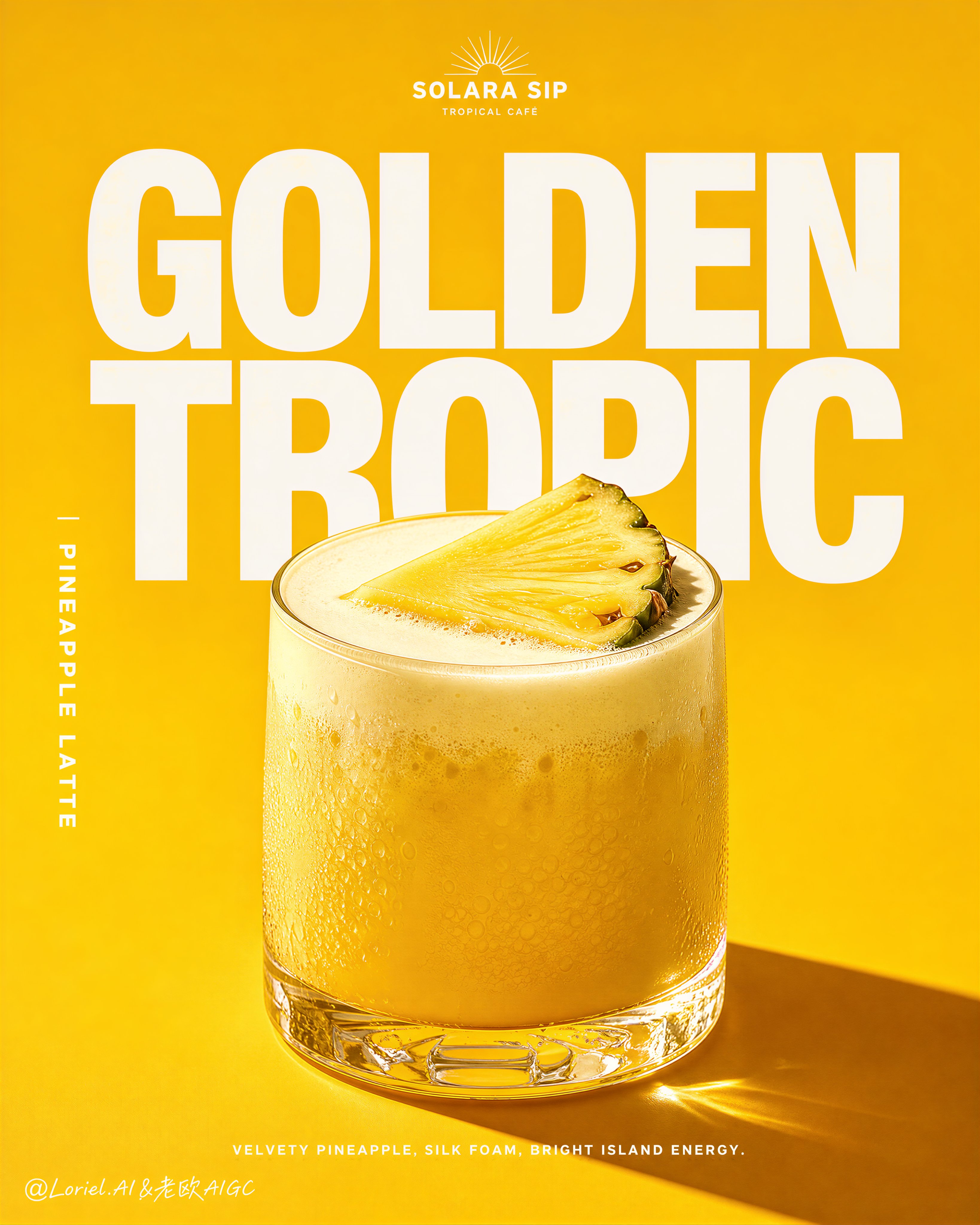 Golden Pine Cream Beverage Poster — AI image prompt — GPT Image 2 — Poster, Advertising, Product Photography - 2