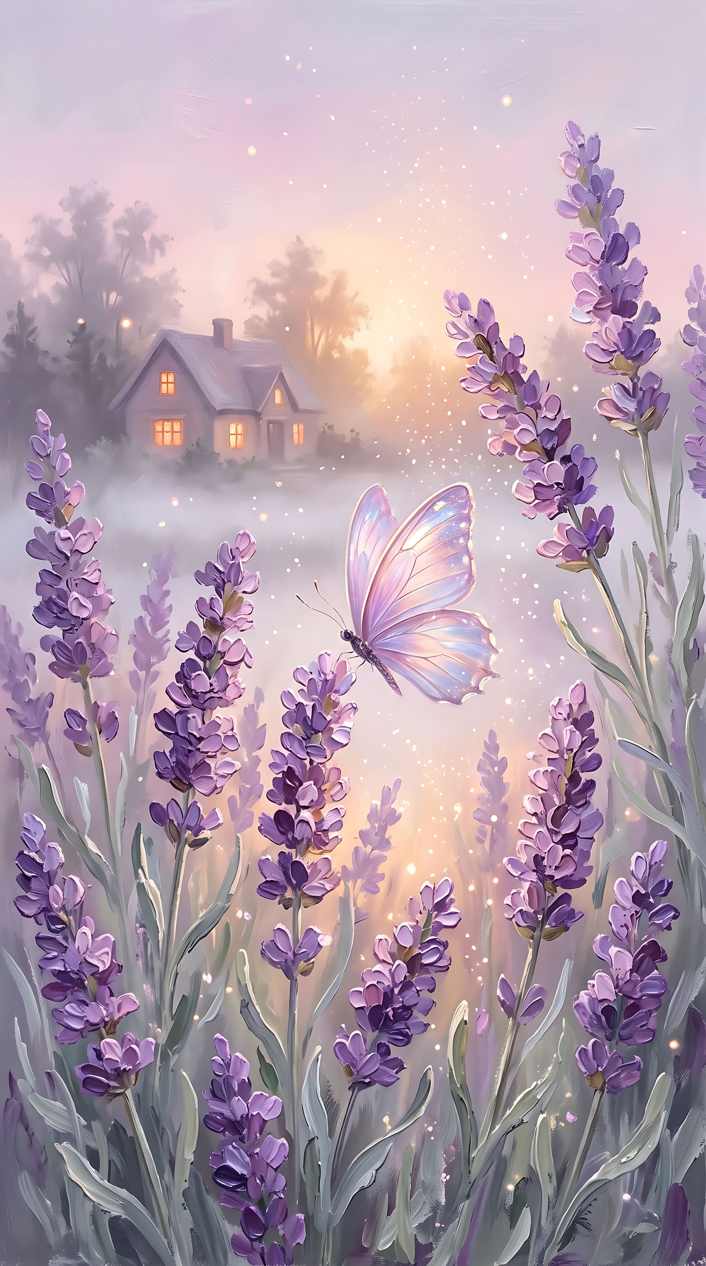 A dreamy, pastel-colored scene featuring a close-up of a delicate butterfly with iridescent pale pin — AI image prompt — Nano Banana