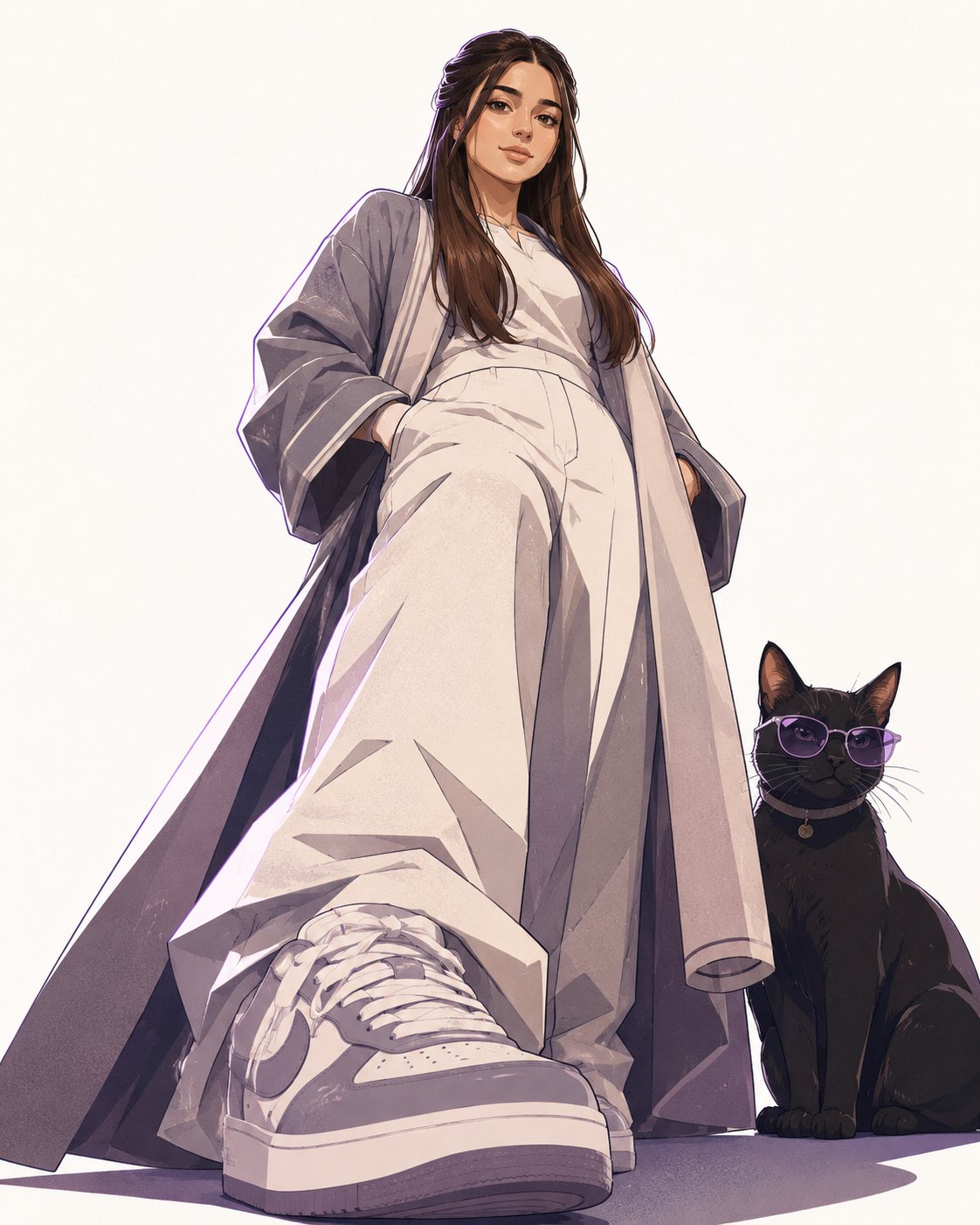 Digital art illustration in minimalist anime style featuring a young Saudi Arabian woman with elegan — AI image prompt — GPT Image 2