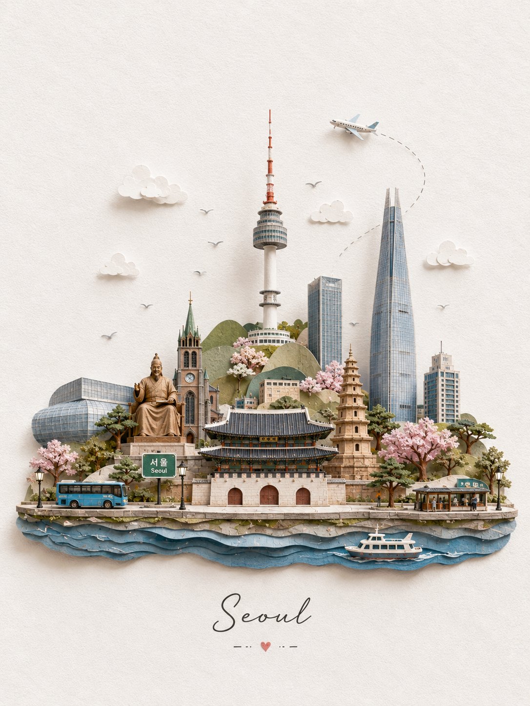 ミニチュアペーパークラフト旅行ポストカード — AI image prompt — GPT Image 2 — Whimsical, 3D Render, Surreal - 2