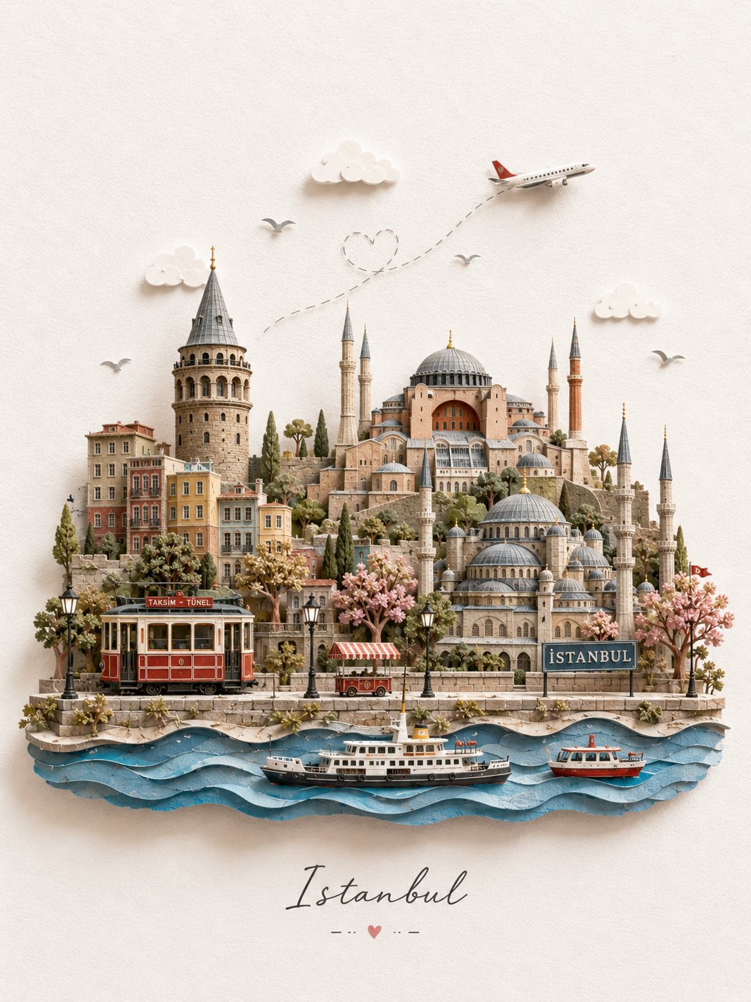 ミニチュアペーパークラフト旅行ポストカード — AI image prompt — GPT Image 2 — Whimsical, 3D Render, Surreal - 3