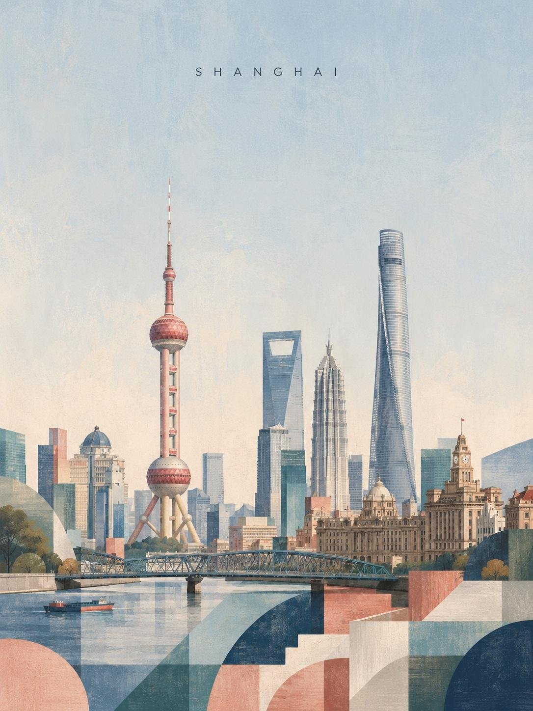 ヴィンテージ・モダニズム台北旅行ポスター — AI image prompt — GPT Image 2 — Minimalist, Cityscape, Vintage - 2