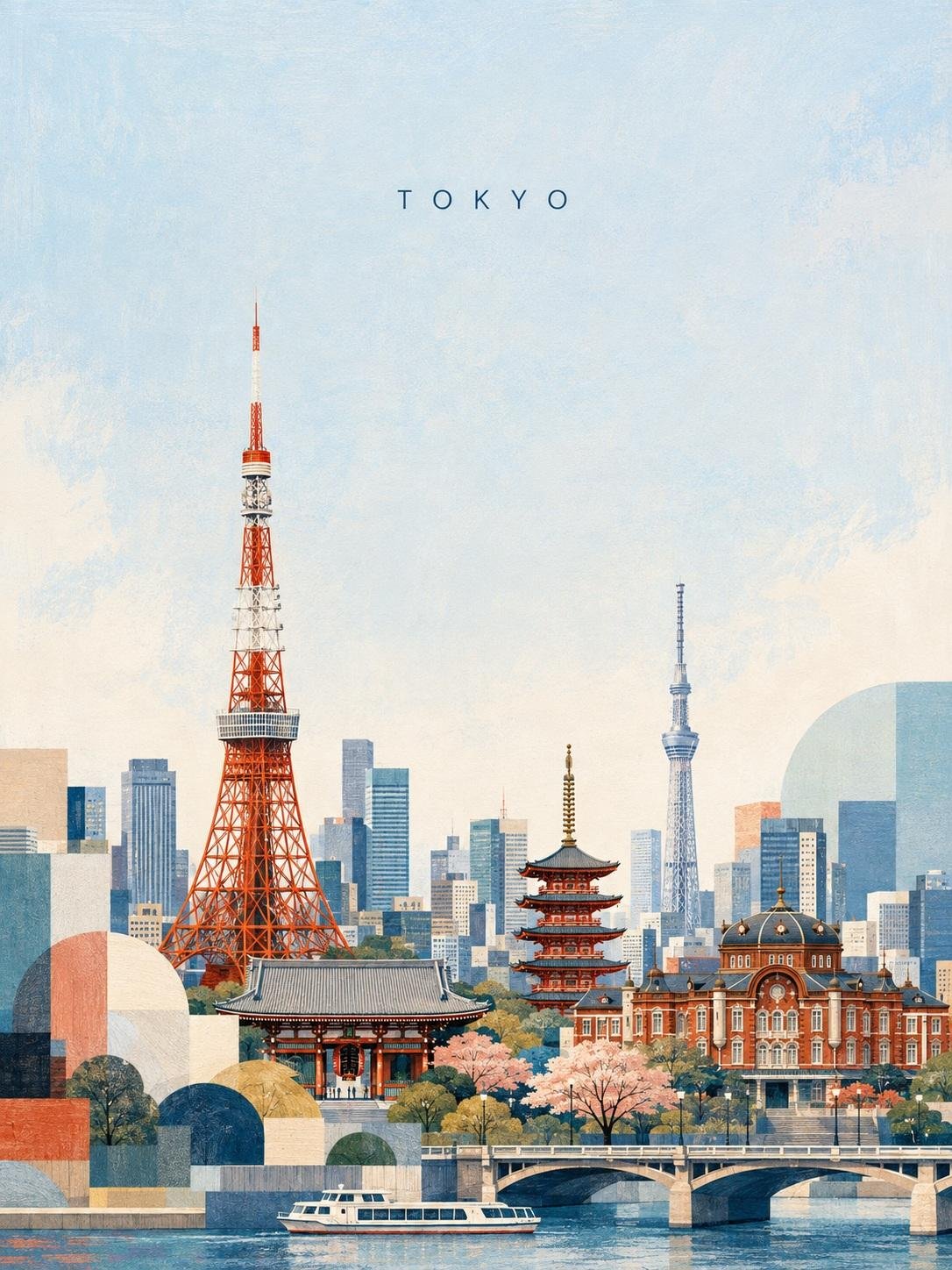 ヴィンテージ・モダニズム台北旅行ポスター — AI image prompt — GPT Image 2 — Minimalist, Cityscape, Vintage - 3