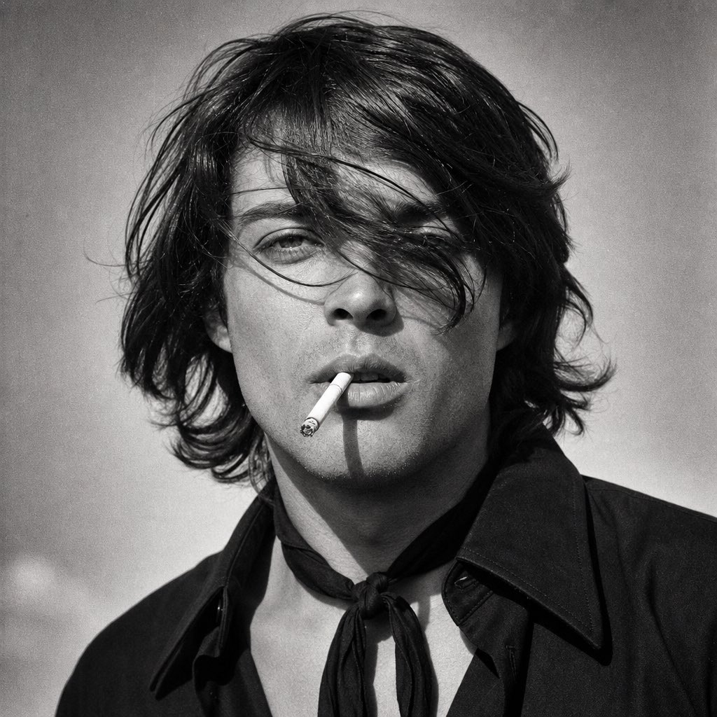 1970年代风中黑白肖像 — AI image prompt — GPT Image 2 — Portrait, Black & White, Cinematic - 3