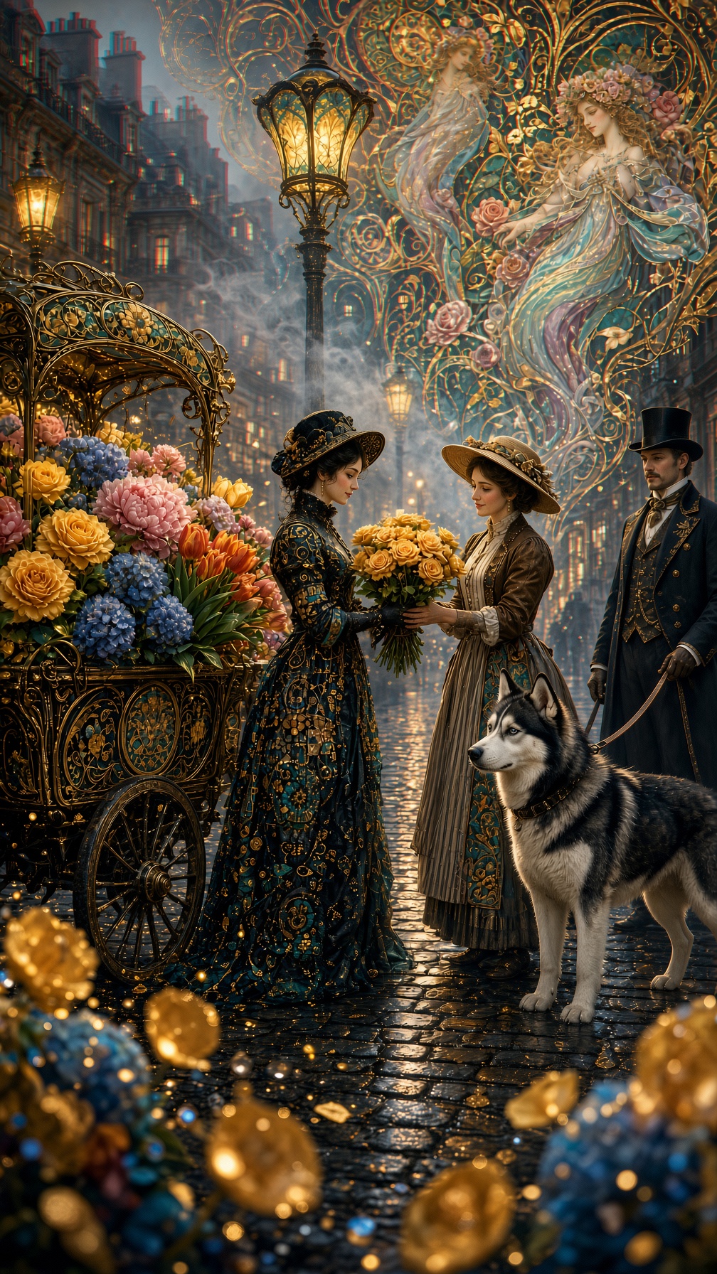 アールヌーヴォーのパリの街並みとハスキー — AI image prompt — Grok Imagine 2 — Portrait, Fantasy, Surreal - 2