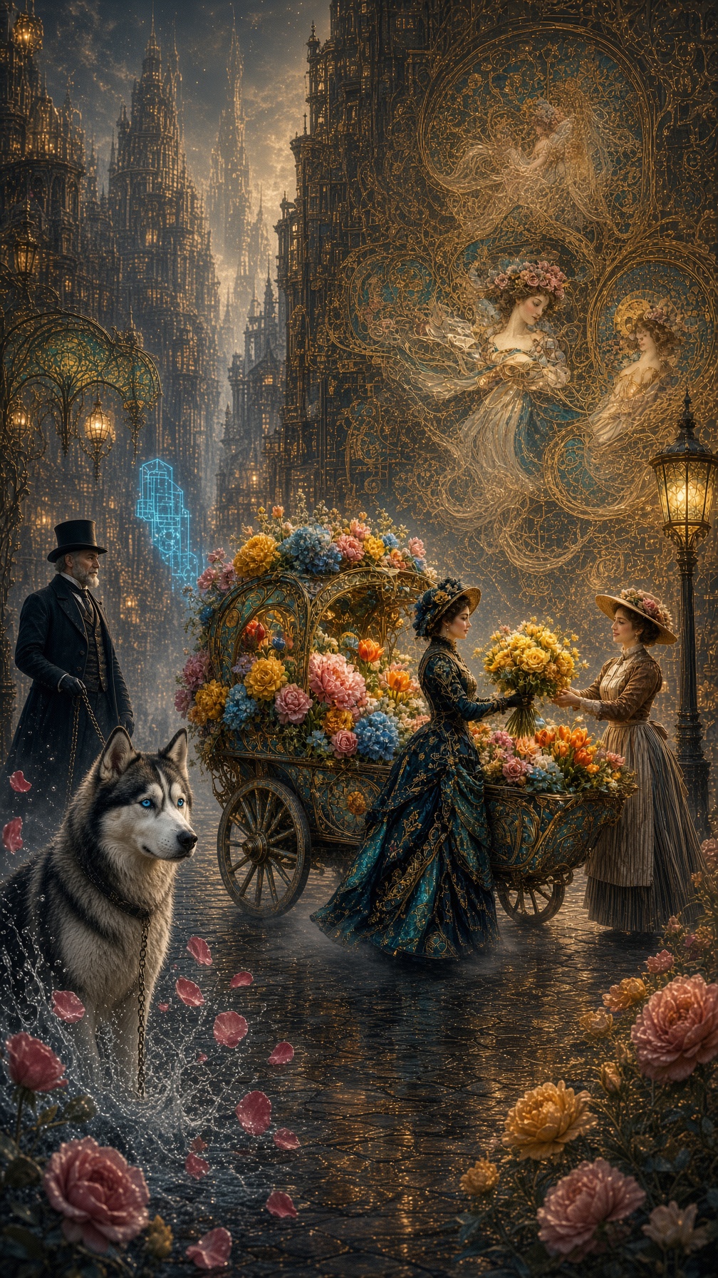 アールヌーヴォーのパリの街並みとハスキー — AI image prompt — Grok Imagine 2 — Portrait, Fantasy, Surreal - 3