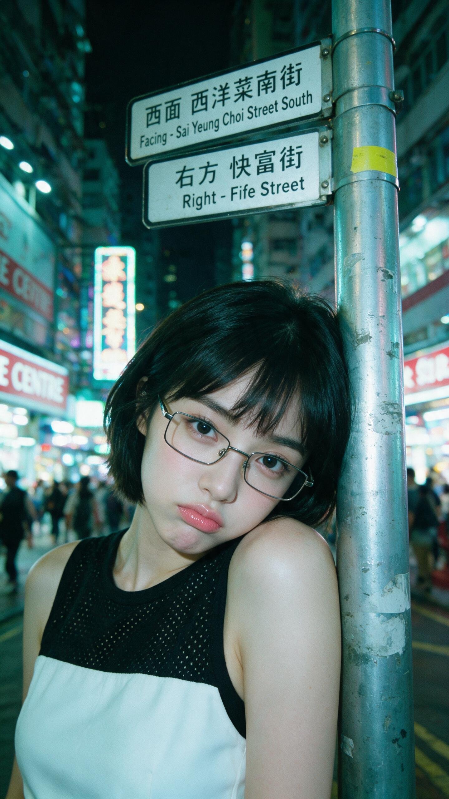 香港夜晚街头人像 — AI image prompt — Seedream 5 — Cityscape, Portrait, Cinematic - 3