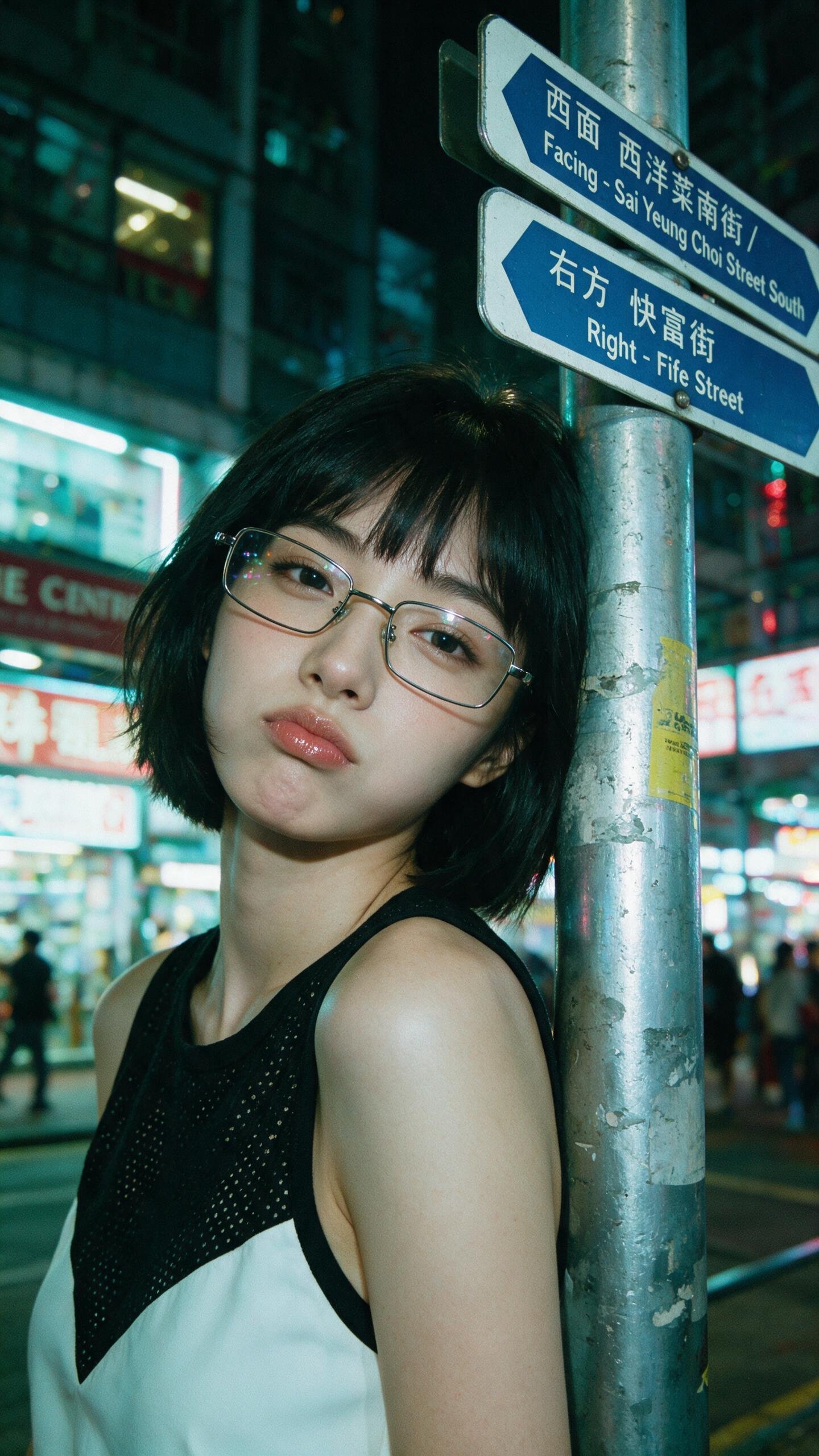 香港夜晚街头人像 — AI image prompt — Seedream 5 — Cityscape, Portrait, Cinematic - 4