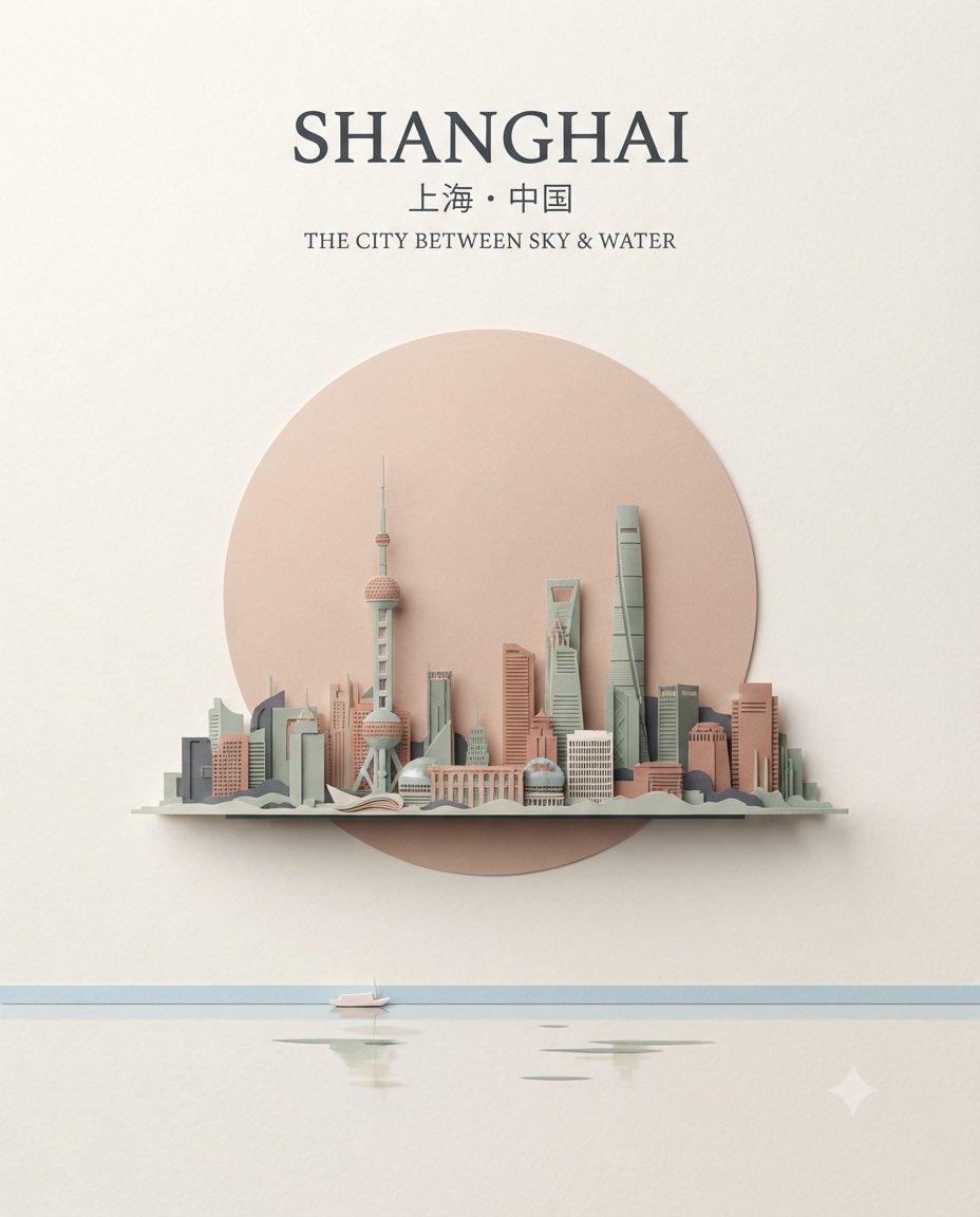 Create a premium vertical 4:5 minimalist travel poster of [CITY], [COUNTRY], inspired by modern pape — AI image prompt — Nano Banana Pro