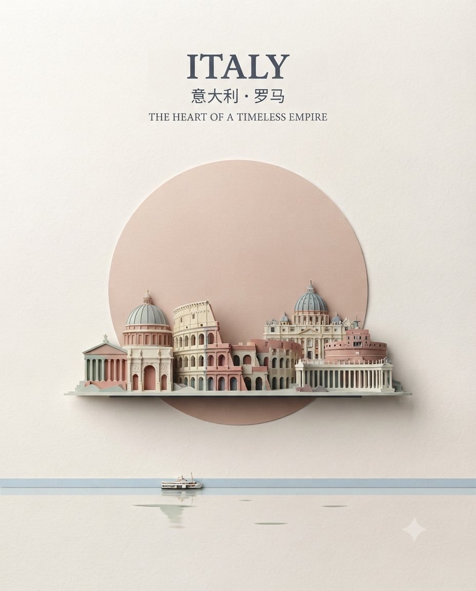 Minimalist Paper Sculpture Travel Poster — AI image prompt — Nano Banana Pro — Minimalist, Architecture, Poster - 3