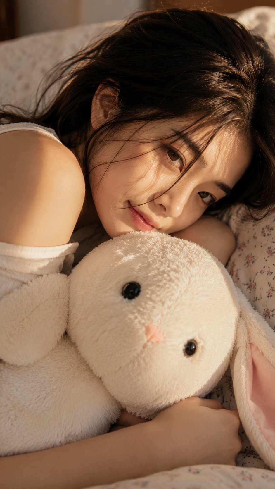 Intimate Portrait with White Plush Rabbit — AI image prompt — GPT Image 2 — Cinematic, Portrait, Realistic - 2