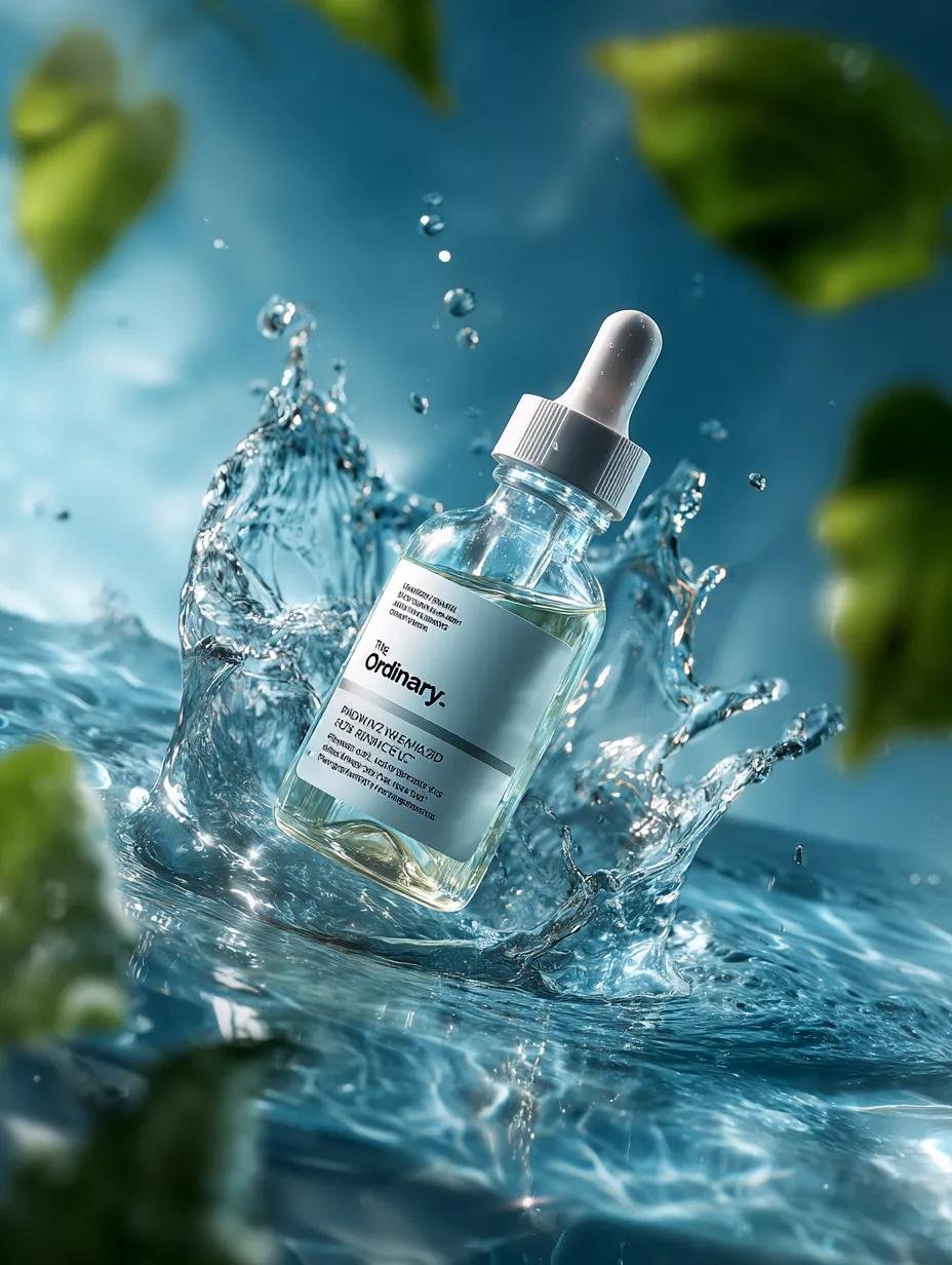 Ultra-realistic cinematic luxury skincare advertisement featuring a premium glass serum bottle stand — AI image prompt — GPT Image 2