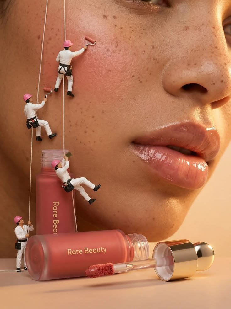 Luxury Blush Ad with Miniature Workers — AI image prompt — GPT Image 2 — Product Photography, Advertising - 2