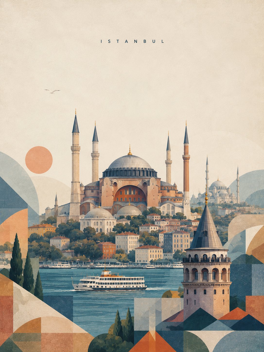 Istanbul Contemporary Geometric Travel Poster — AI image prompt — GPT Image 2 — Poster, Minimalist - 3