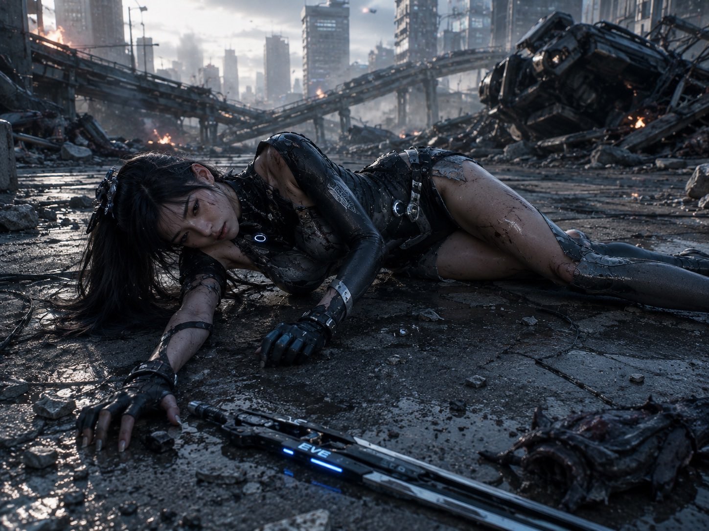 赛博朋克女英雄败北 — AI image prompt — GPT Image 2 — Cyberpunk, Anime, Character - 2