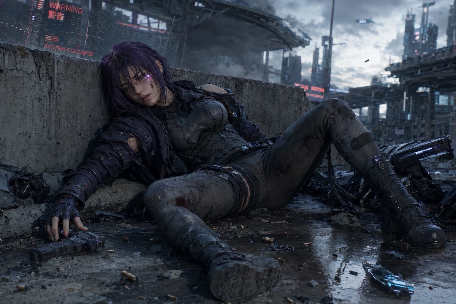 赛博朋克女英雄败北 — AI image prompt — GPT Image 2 — Cyberpunk, Anime, Character - 4