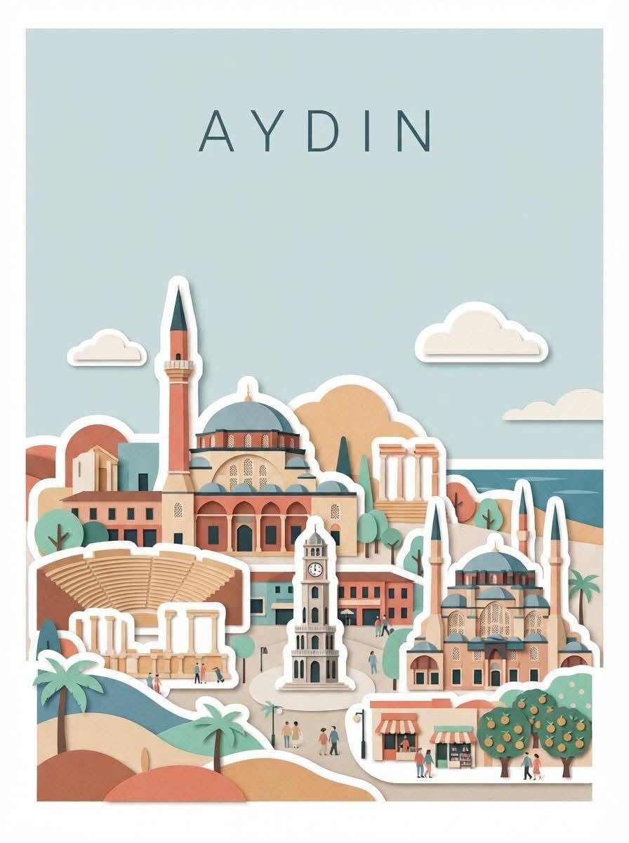 魅力的なミニマルなエディトリアル旅行ポスター「[CITY], TURKEY」を作成してください。モダンなペーパーカットコラージュとハンドクラフト旅行イラストレーションに着想を得たデザインにします。温か — AI image prompt — GPT Image 2
