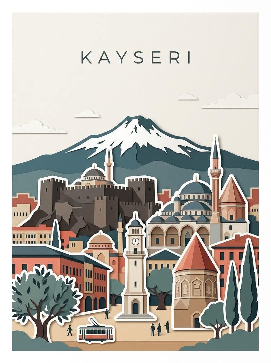 Turkish City Paper-Cut Travel Poster — AI image prompt — GPT Image 2 — Cityscape, Minimalist, Poster - 3