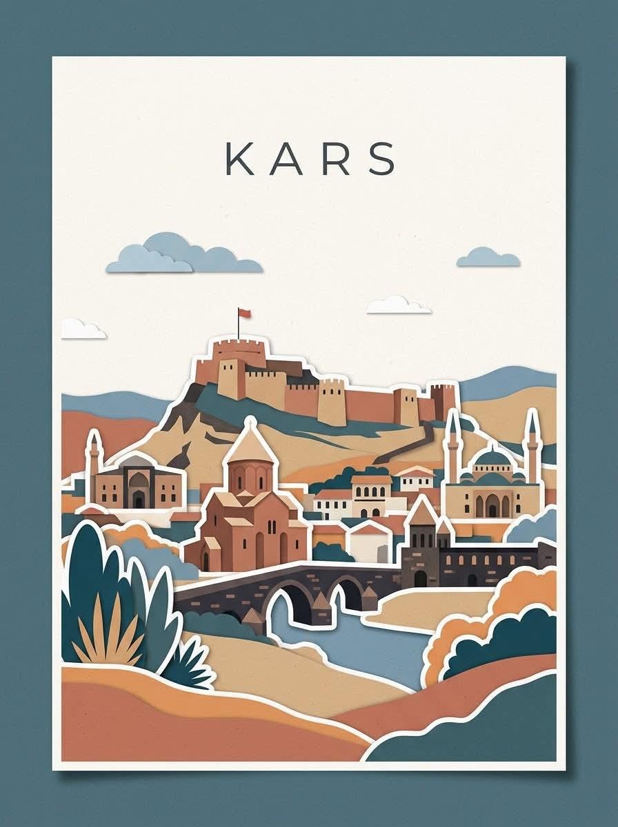 Turkish City Paper-Cut Travel Poster — AI image prompt — GPT Image 2 — Cityscape, Minimalist, Poster - 4