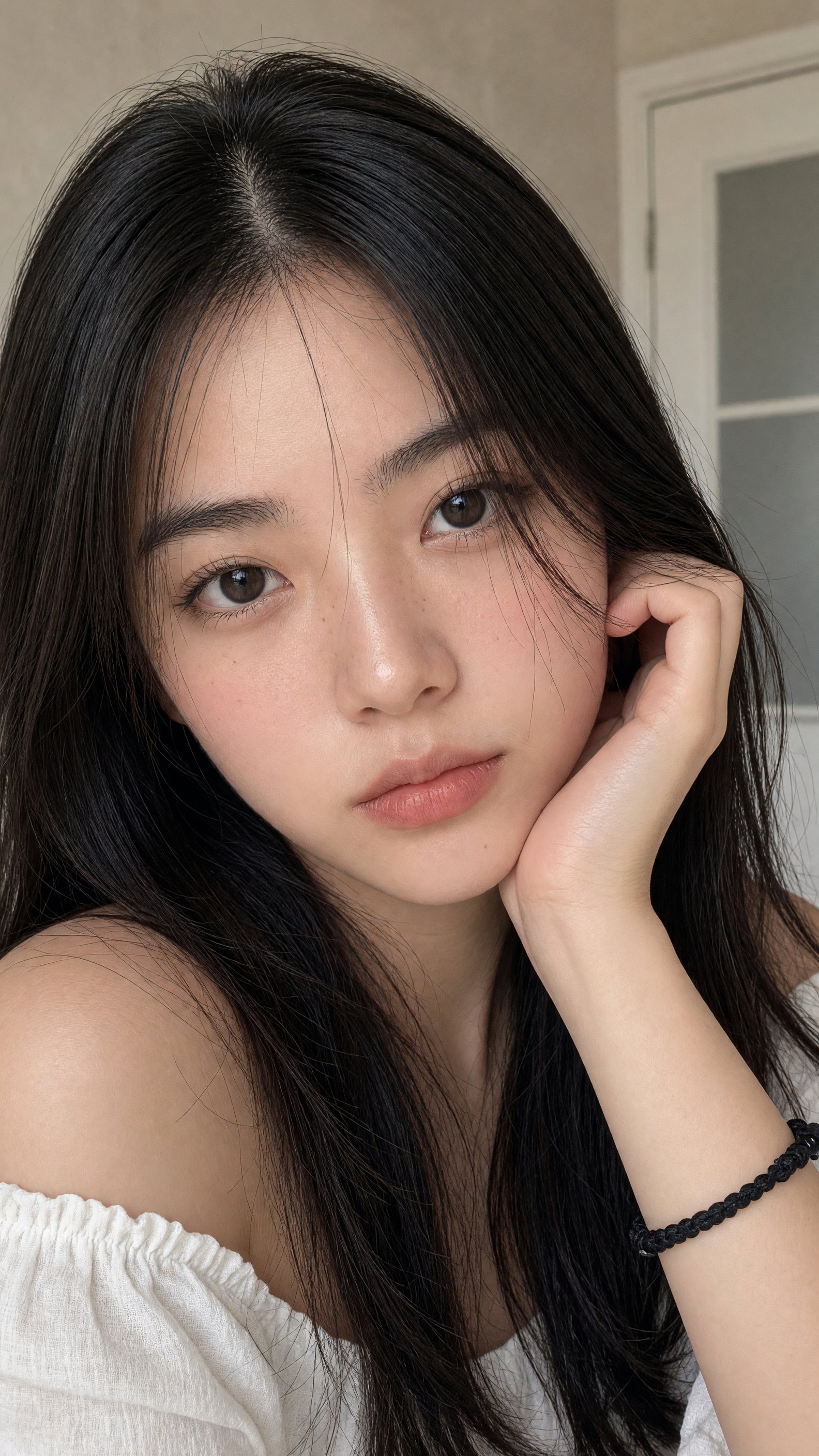 젊은 동아시아 여성 클로즈업 셀카 — AI image prompt — Grok Imagine 2 — Portrait, Realistic, Digital Art - 2