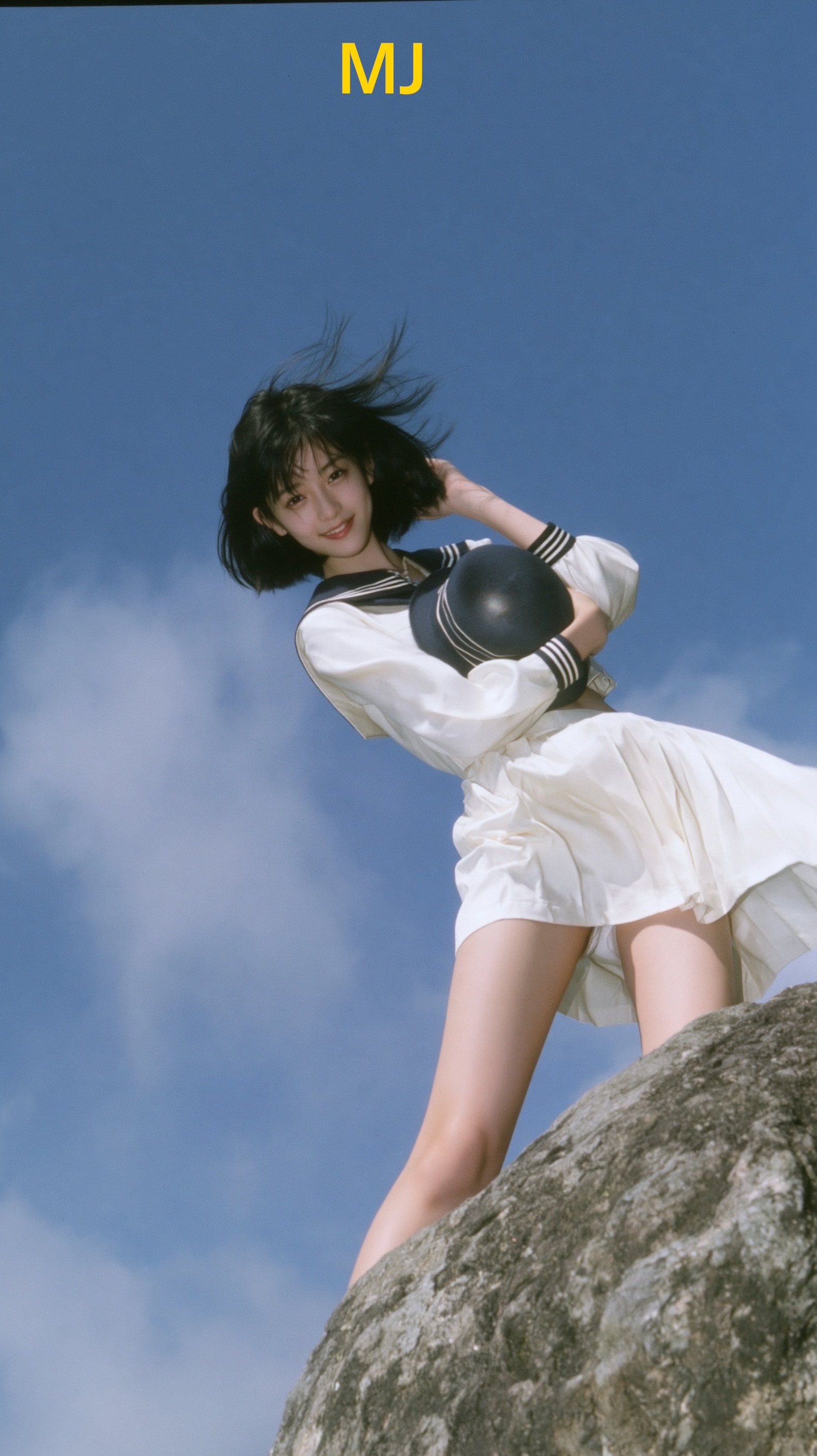 Showa 1980s Japanese retro cinematic outdoor capture, an elegant and slender East Asian girl stands  — AI image prompt — Seedream 5