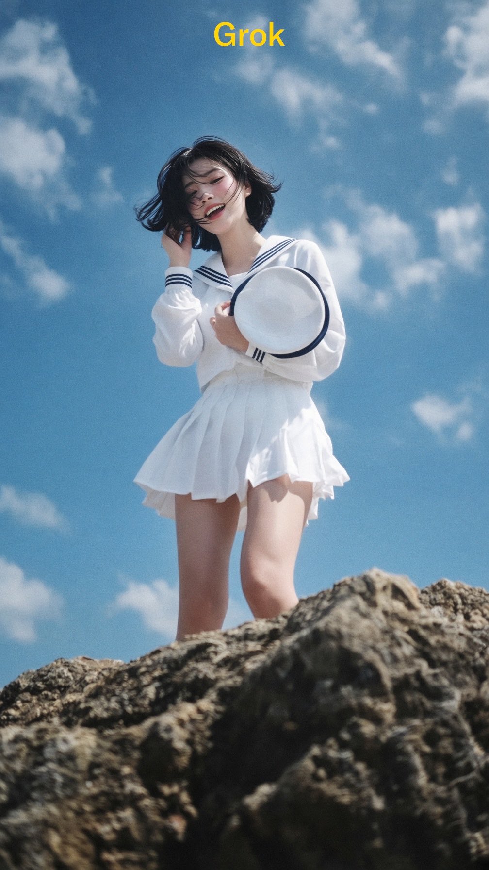 Showa Retro Girl on Rock — AI image prompt — Seedream 5 — Cinematic, Character - 3