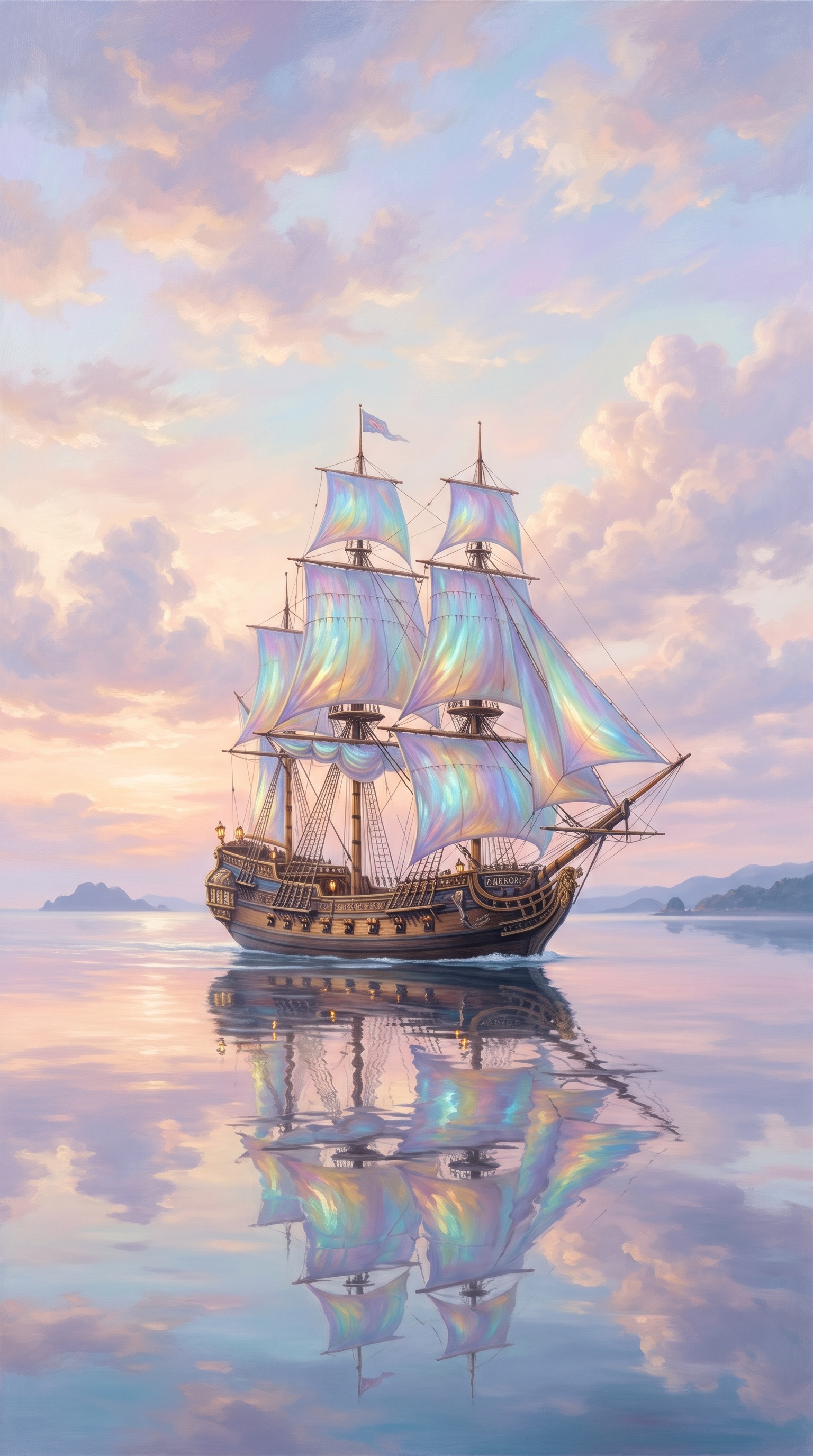 Iridescent Sailing Ship Dreamscape — AI image prompt — Nano Banana — Fantasy, Ethereal, Surreal - 2