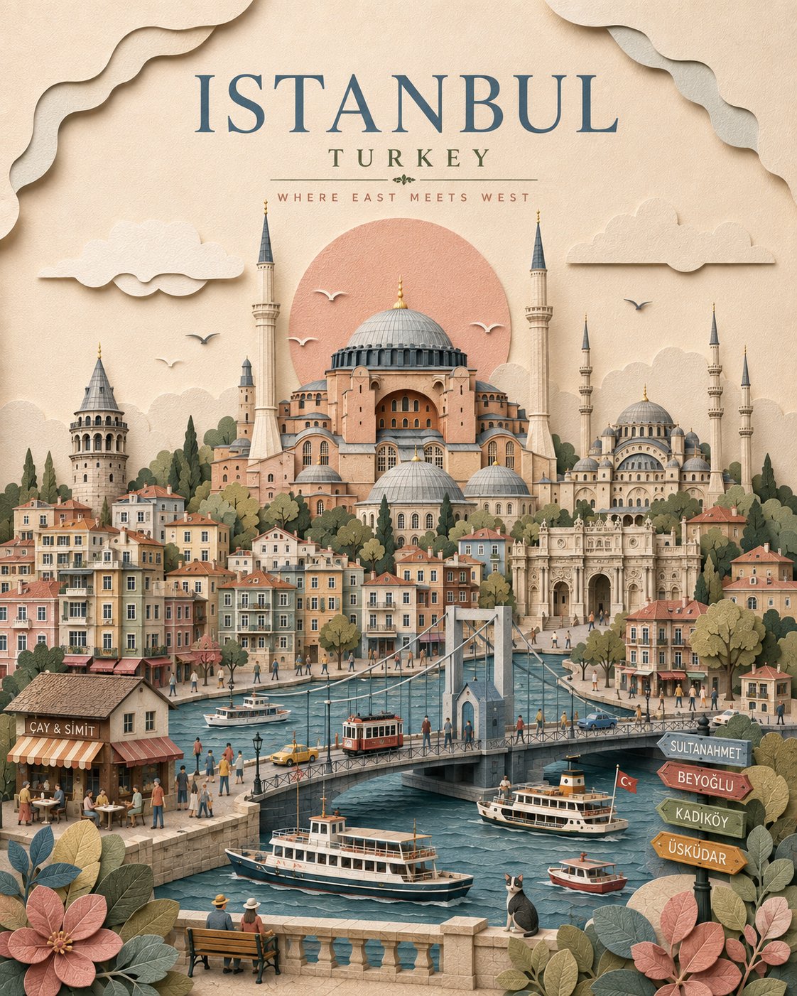 Layered Paper-Cut Travel Poster — AI image prompt — GPT Image 2 — Architecture, Cityscape - 2