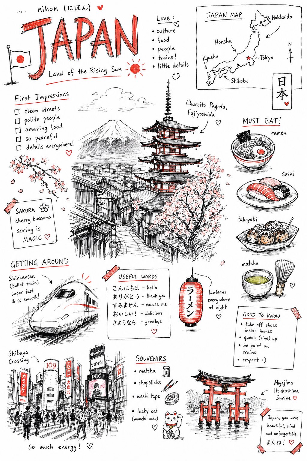 手描き旅行スケッチブックのページ — AI image prompt — GPT Image 2 — Architecture, Cityscape, Sketch - 2