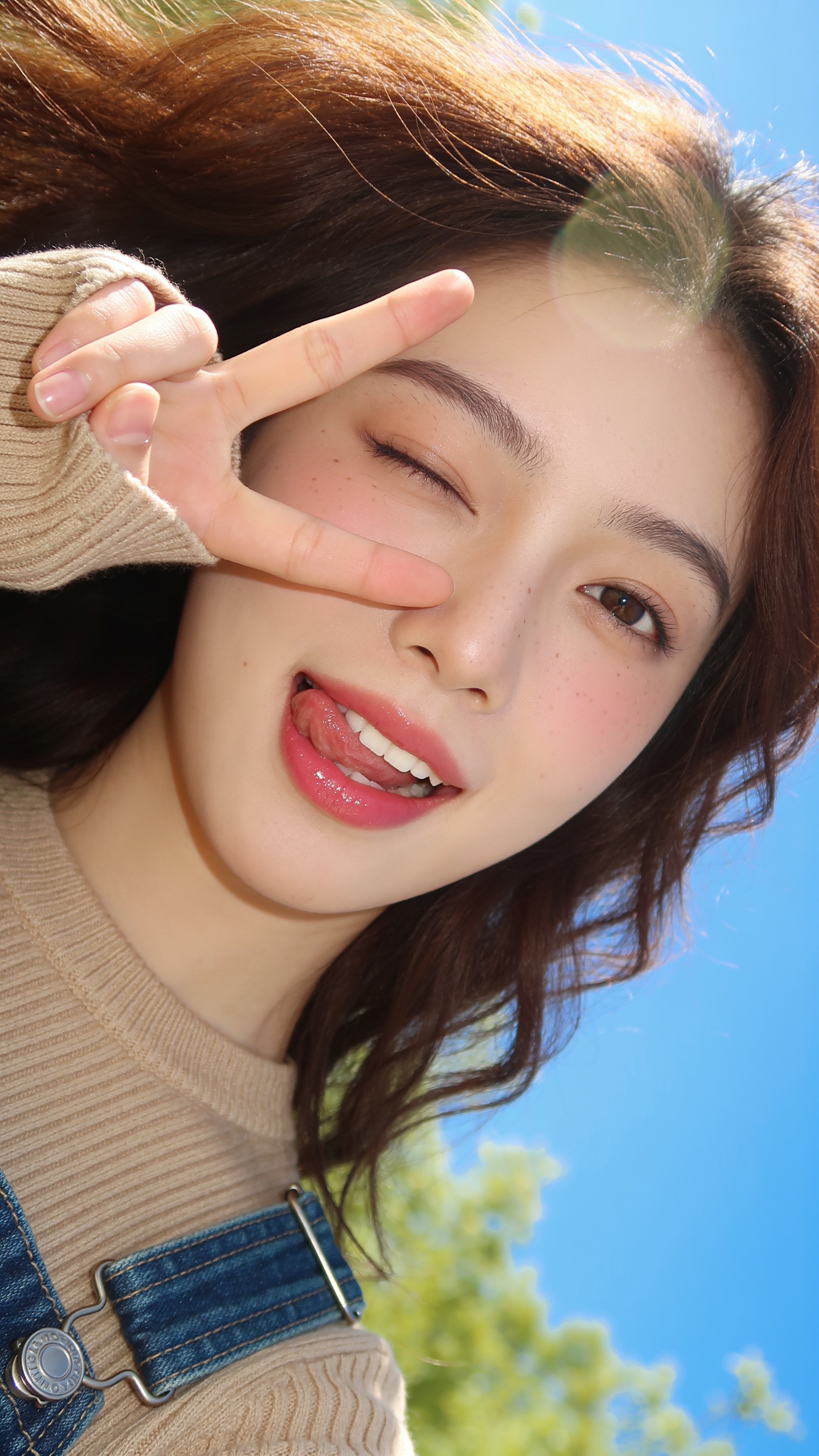 Playful Selfie of Young Woman Outdoors — AI image prompt — Seedream 5 — Cinematic, Portrait - 2