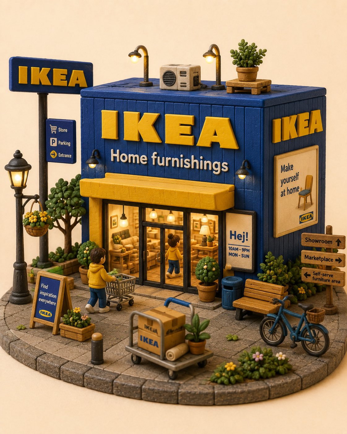 黏土迷你店面立体模型 — AI image prompt — GPT Image 2 — 3D Render - 2