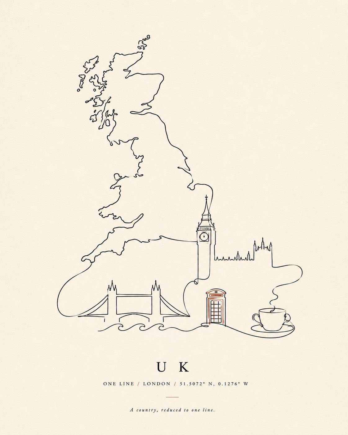 极简单线国家艺术画 — AI image prompt — GPT Image 2 — Poster, Minimalist - 2