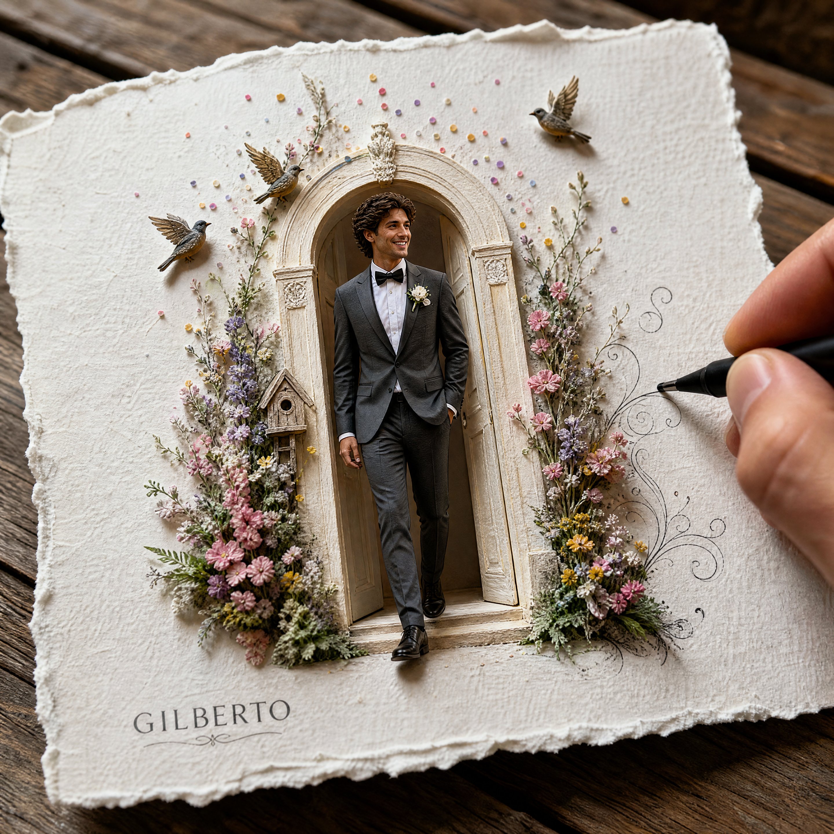 3D纸艺新娘雕塑日落 — AI image prompt — GPT Image 2 — Character, 3D Render, Fantasy - 2