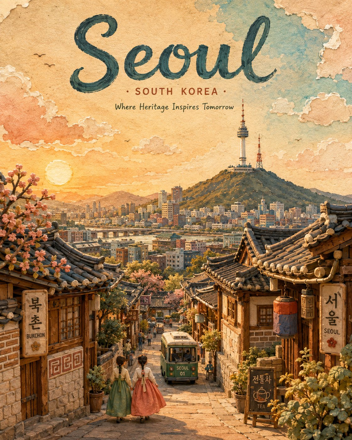 混合媒介旅行海报插画 — AI image prompt — GPT Image 2 — Poster, Watercolor - 2